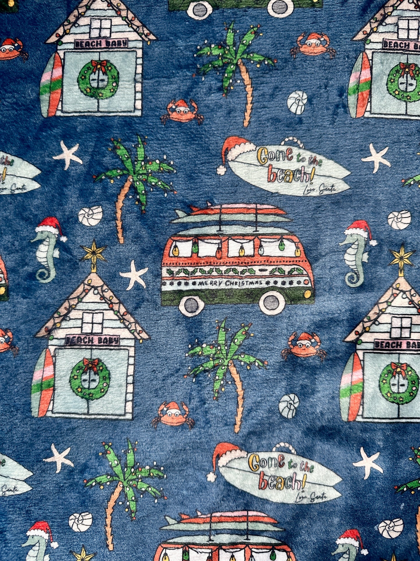 Gone to the Beach Christmas Minky Blanket