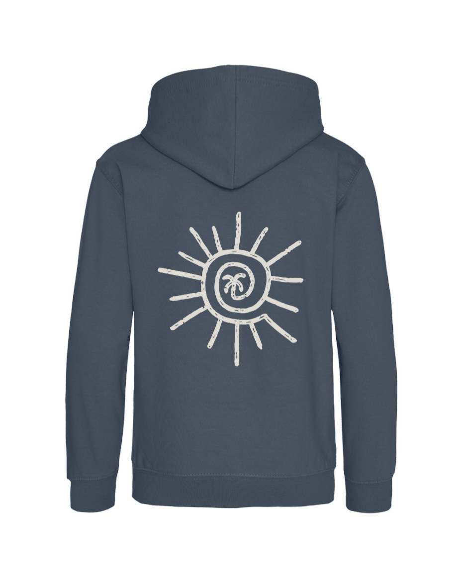 Sunshine Palm Tree Hoodie - Old Blue