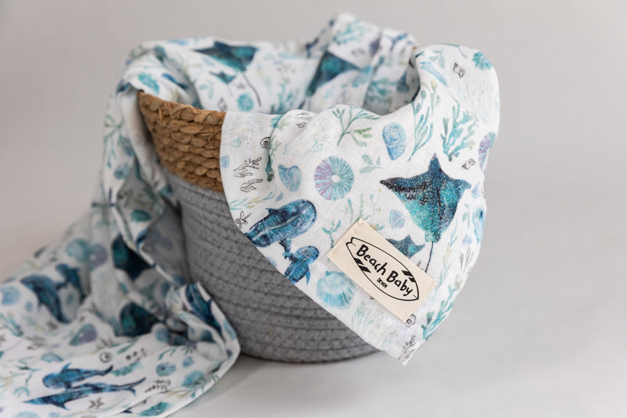 Sealife Parade Cotton Muslin Swaddle