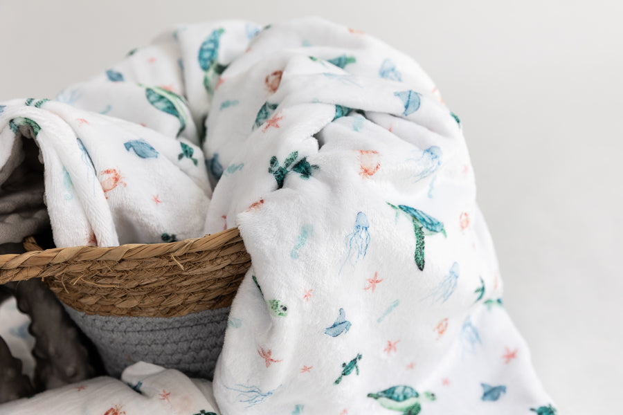 Turtle Tide Cotton Muslin Swaddle