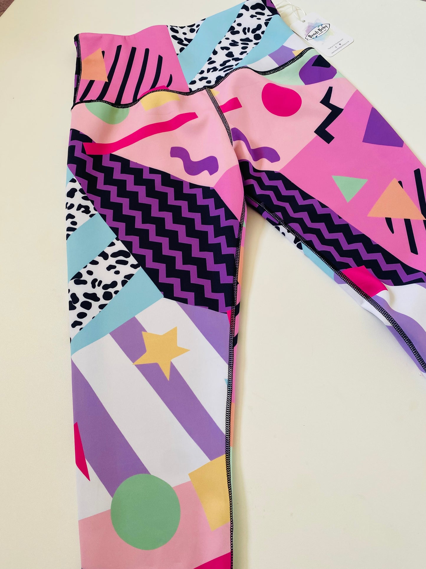 Adults Athletic Leggings - Retro Ski Splice