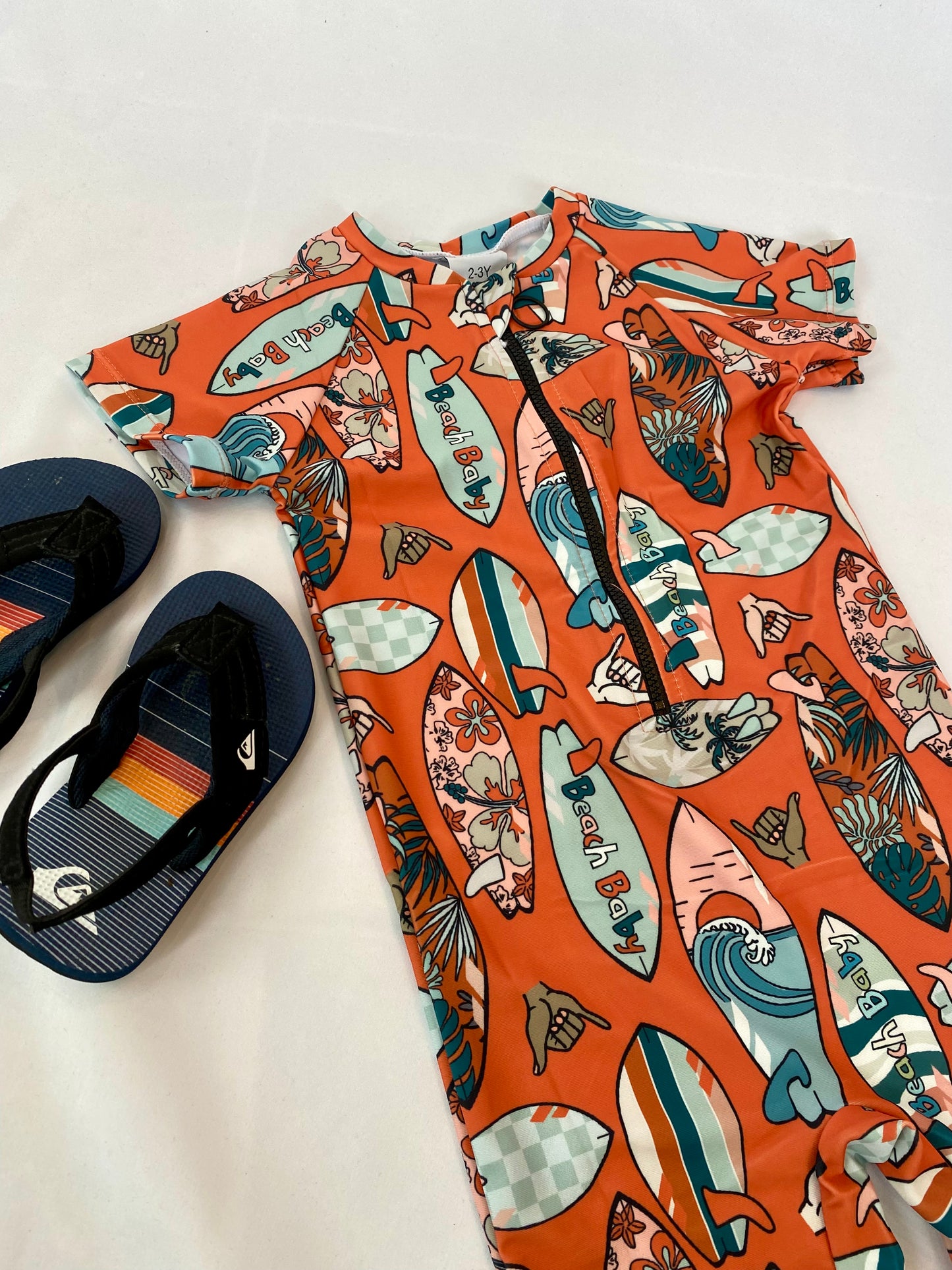 Zip Up Swimsuit - Retro Surfboards