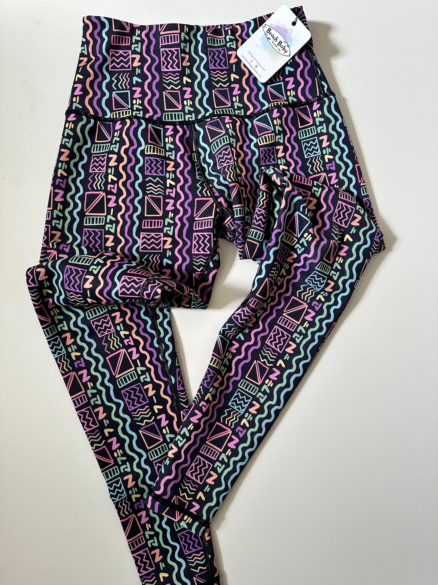 Ladies Retro Ski Aztec Leggings - Size XS