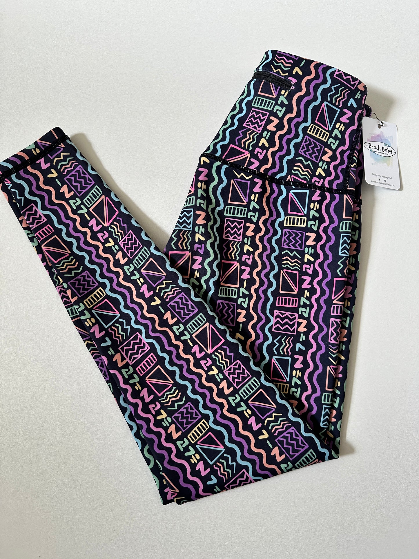 Ladies Retro Ski Aztec Leggings - Size XS