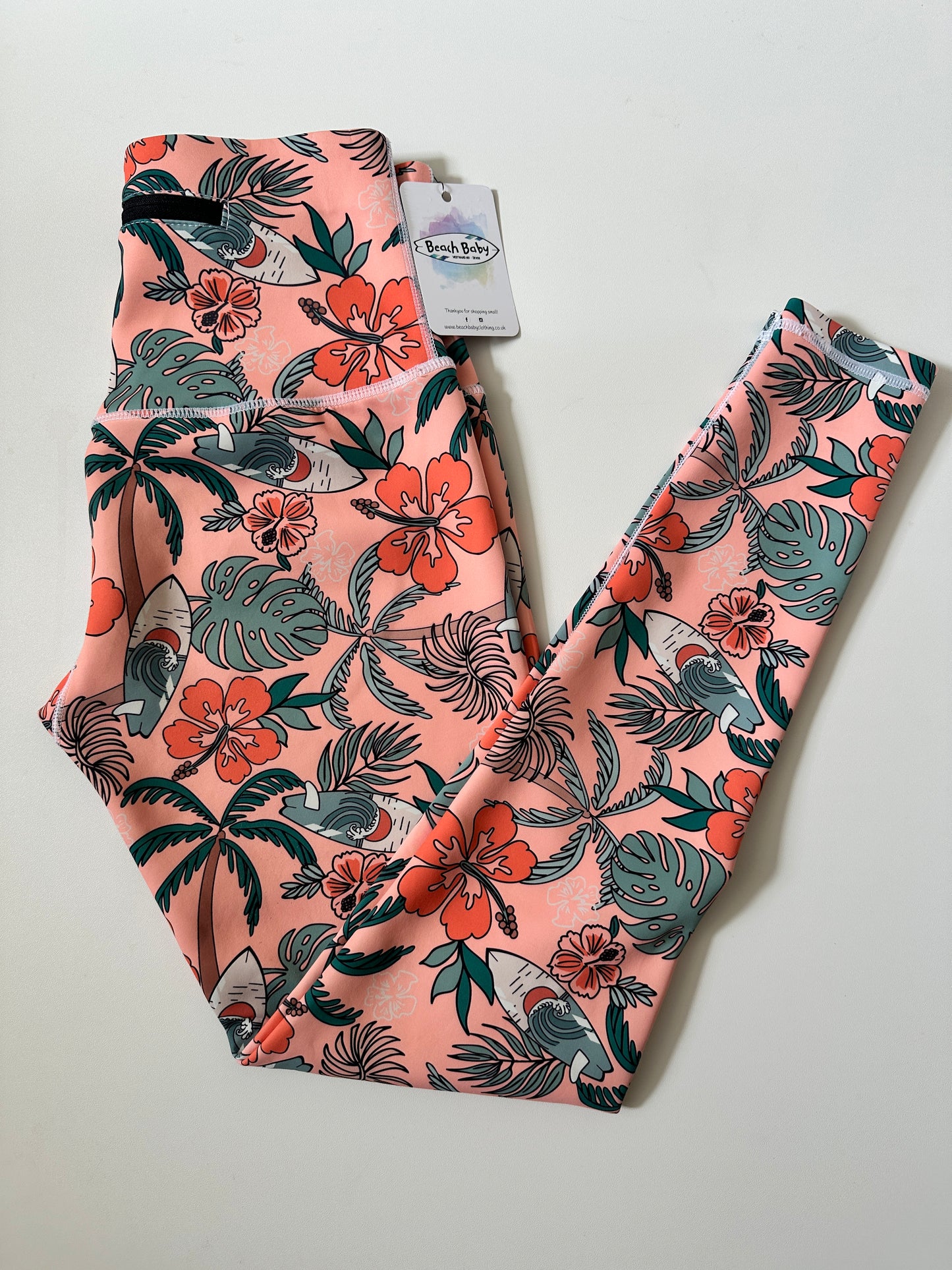 Ladies Hawaiian Coral Leggings - Size XS