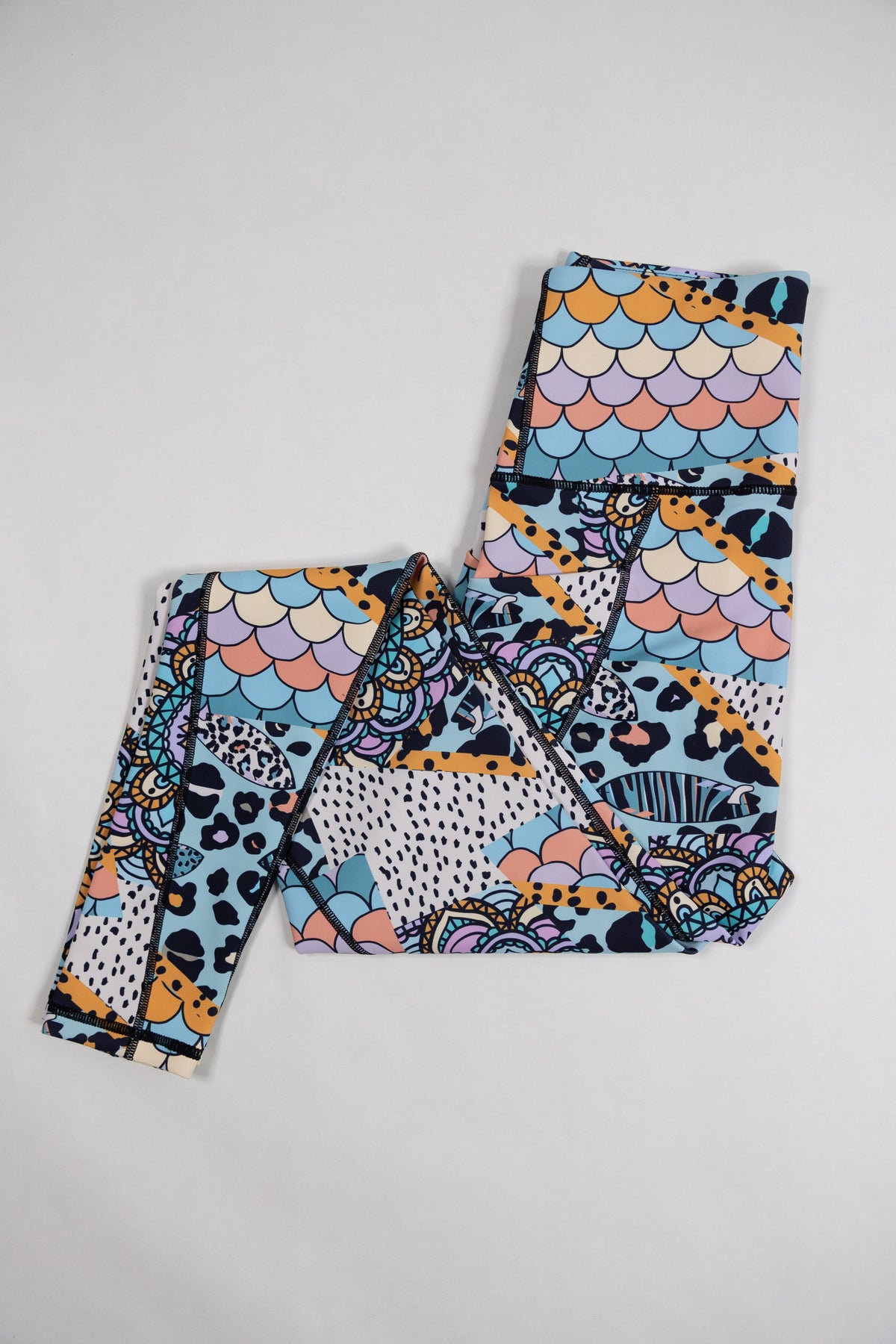 Adults Athletic Leggings - Beach Baby Splice (side pockets) - XS (UK 8)