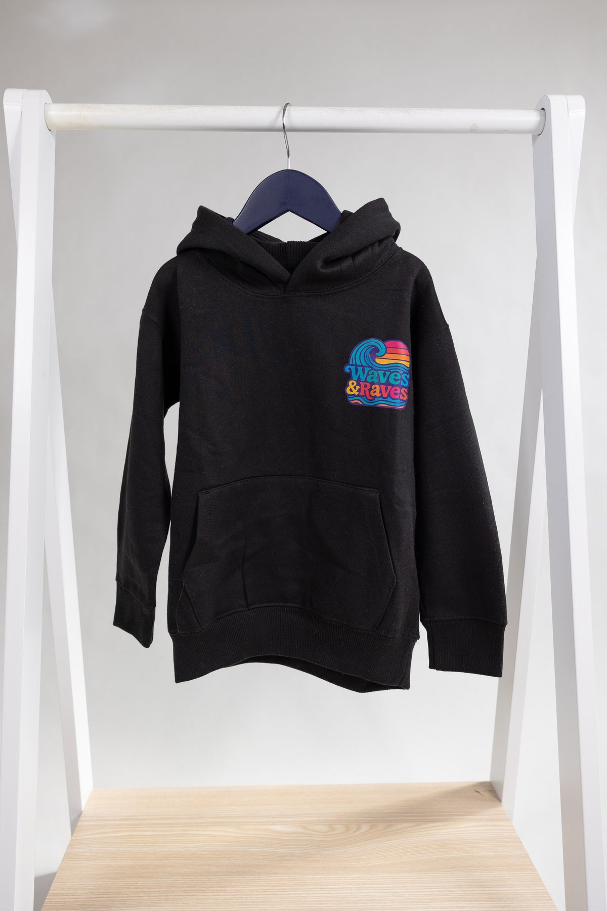 Waves & Raves Rainbow - Black Hoody (kids)