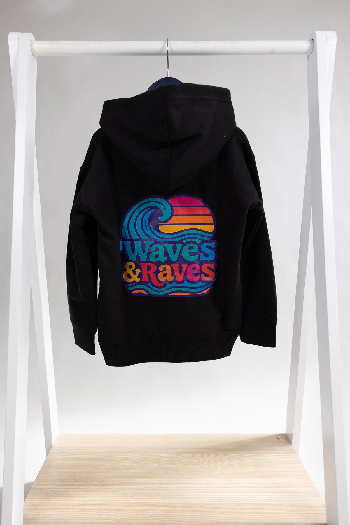 Waves & Raves Rainbow - Black Hoody (kids)