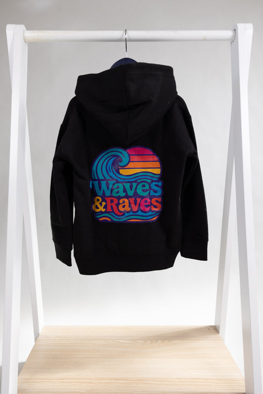 Waves & Raves Rainbow - Black Hoody (kids)