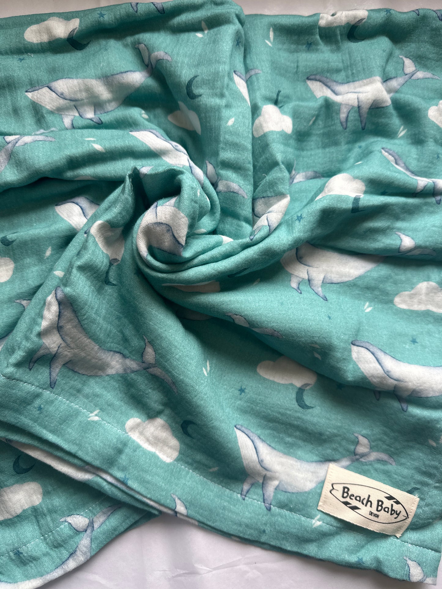Whimsical Whale Muslin Swaddle