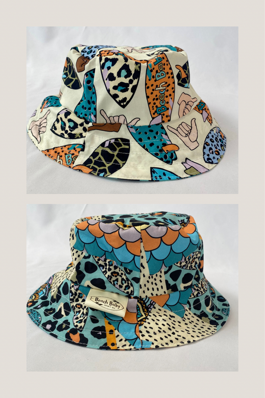 Reversible Bucket Hat - Beach Baby Splice / Wild Boards (cream)