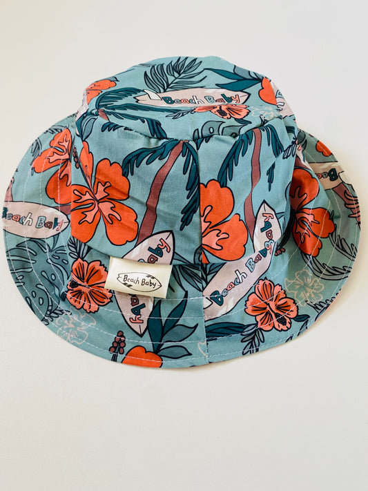 Reversible Bucket Hat - Hawaiian Teal / Hawaiian Coral