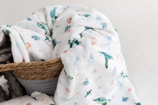 Turtle Tide Cotton Muslin Swaddle