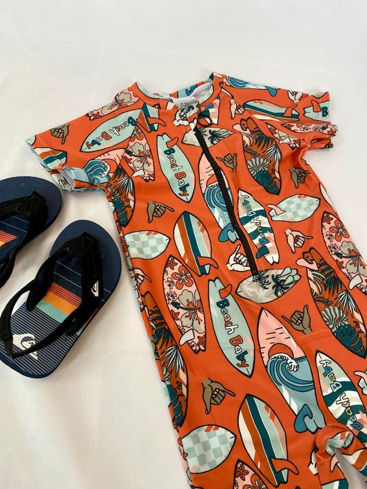 Zip Up Swimsuit - Retro Surfboards
