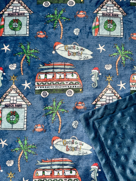 Gone to the Beach Christmas Minky Blanket