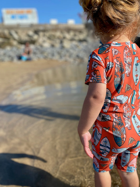 Zip Up Swimsuit - Retro Surfboards